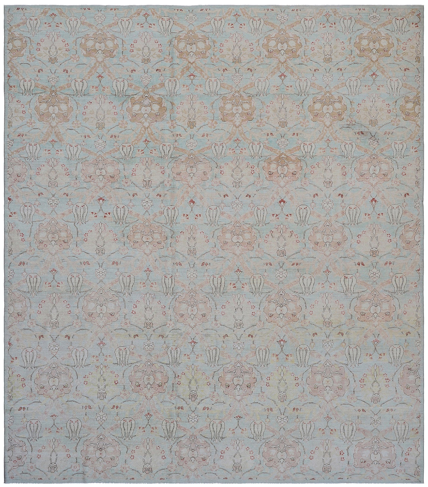 8'x10' Blue and Brown Ottoman Design Ariana Transitional Rug