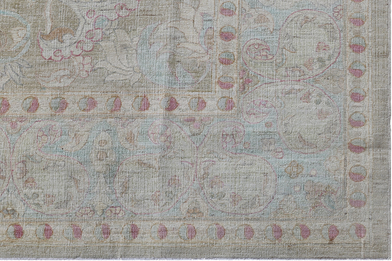 5'x7'Ariana Fine Quality Gold Silver Blue Wool and Silk Luxury Polonaise Design Rug