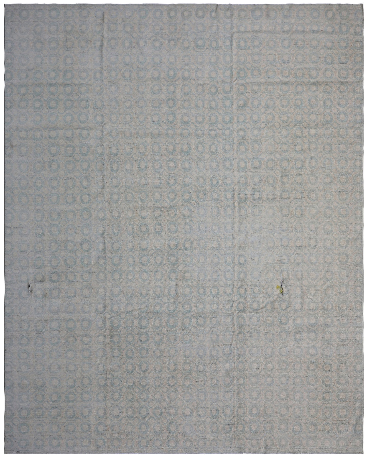 9'x12' Ariana Blue Ivory Circular Design Modern Collection Rug
