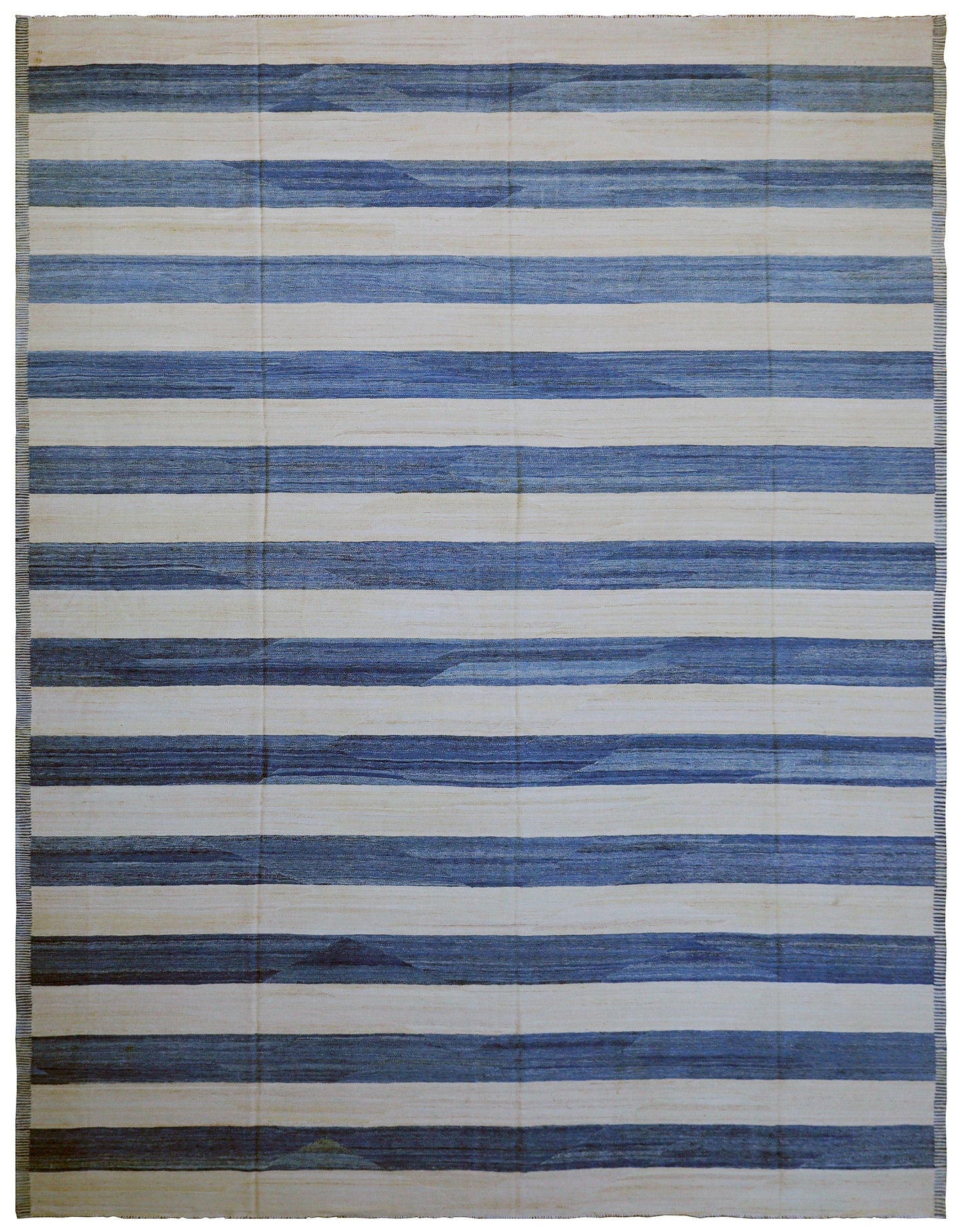 12'x16' Large Blue and White Strip Ariana Kilim Rug