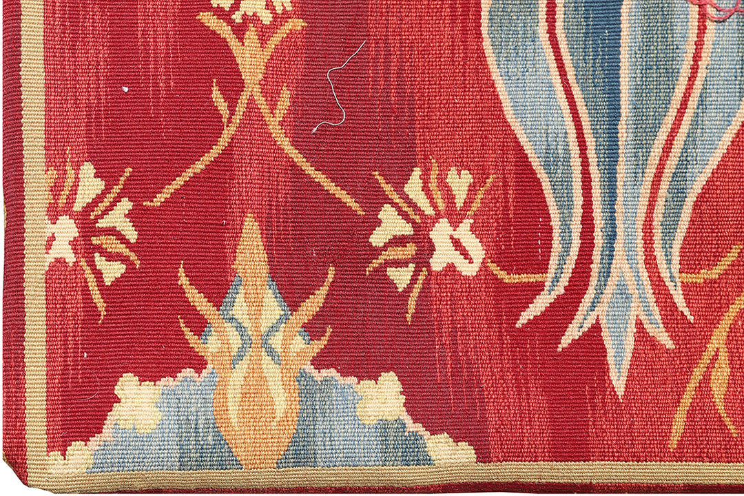 2'x12' Red Skinny Wool Runner | Ottoman Design Kilim Runner Rug