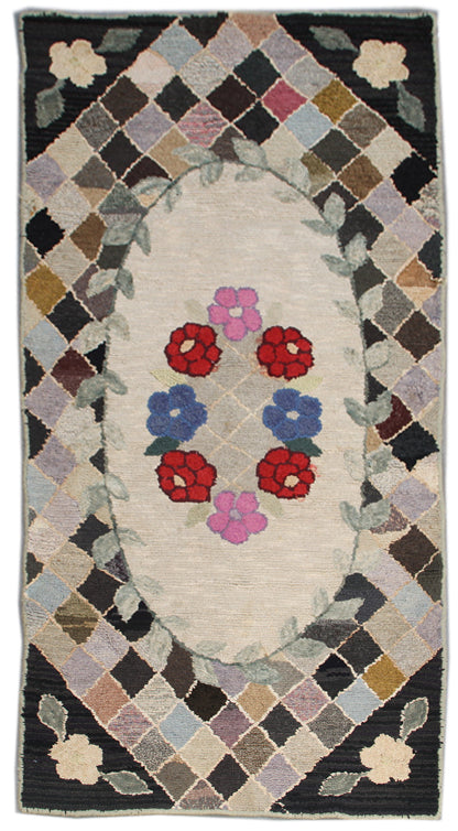 Antique Vintage American Hooked Rug