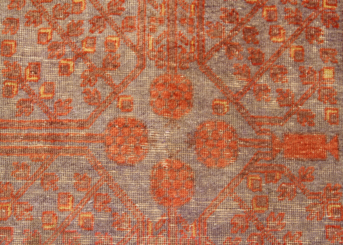 12' x 6' Antique Samarkand Pomegranate Orange Pastel Cream Rug