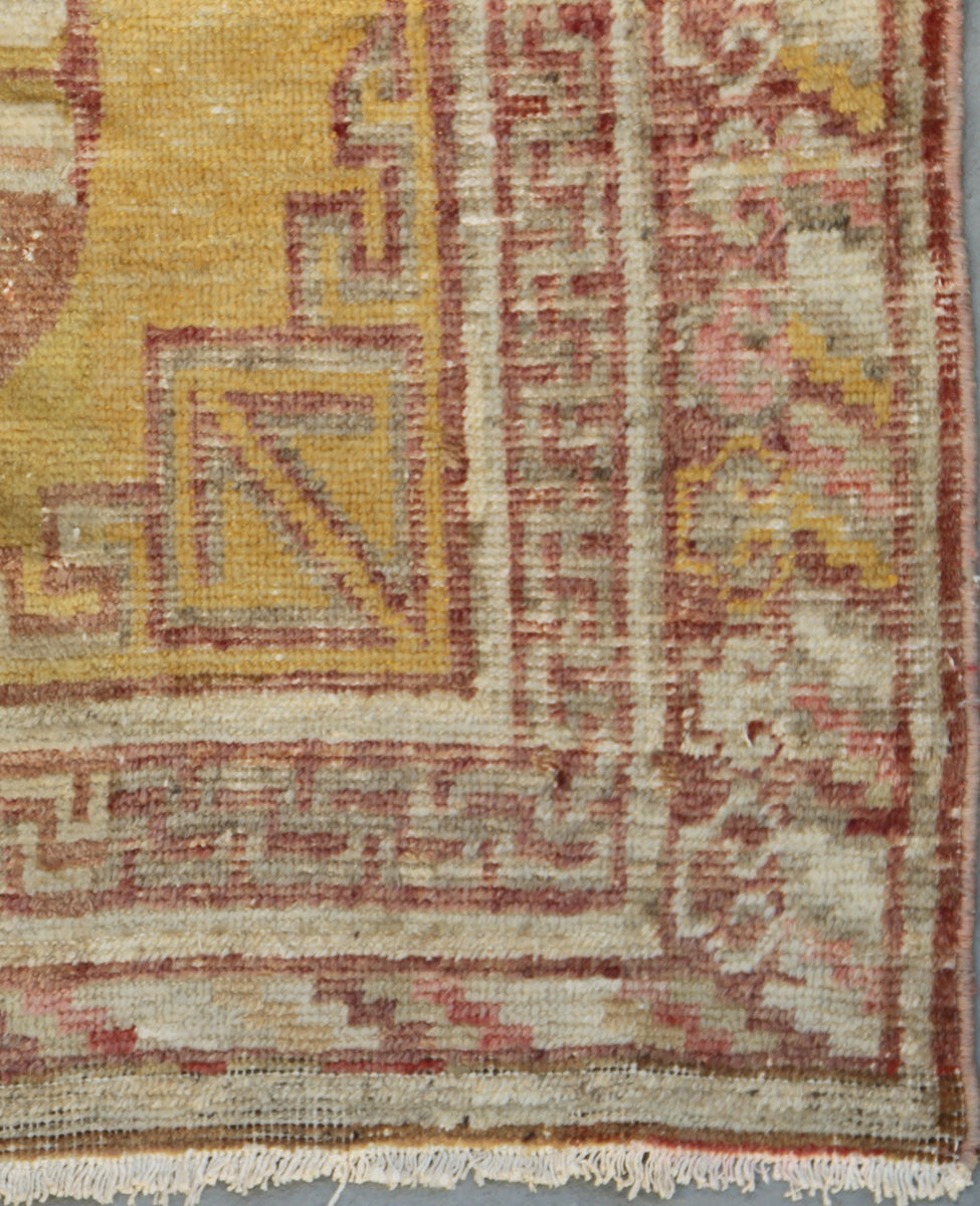 Antique Wool Rug | Vintage Yellow Samarkand Area Rug
