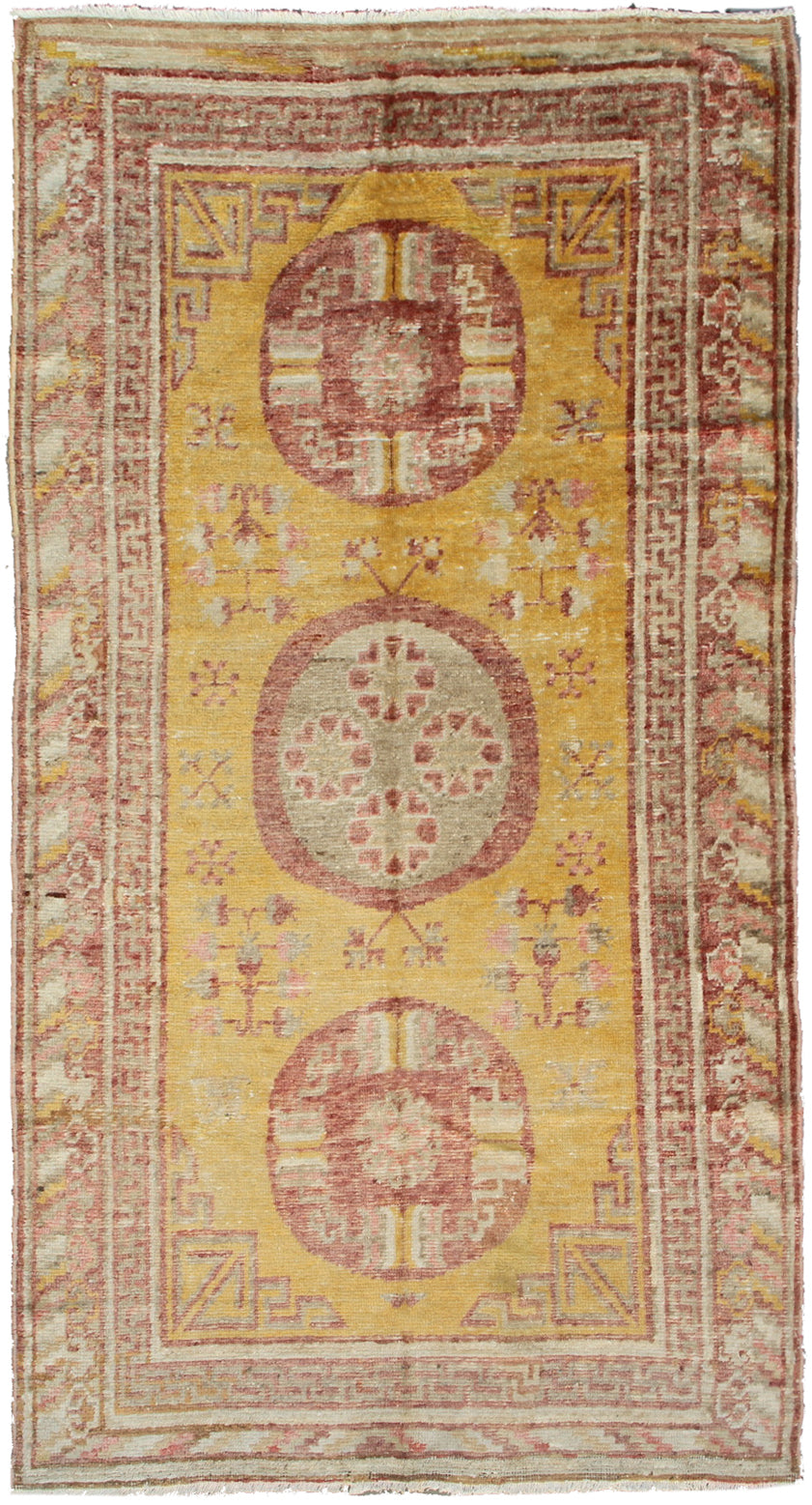 Antique Wool Rug | Vintage Yellow Samarkand Area Rug