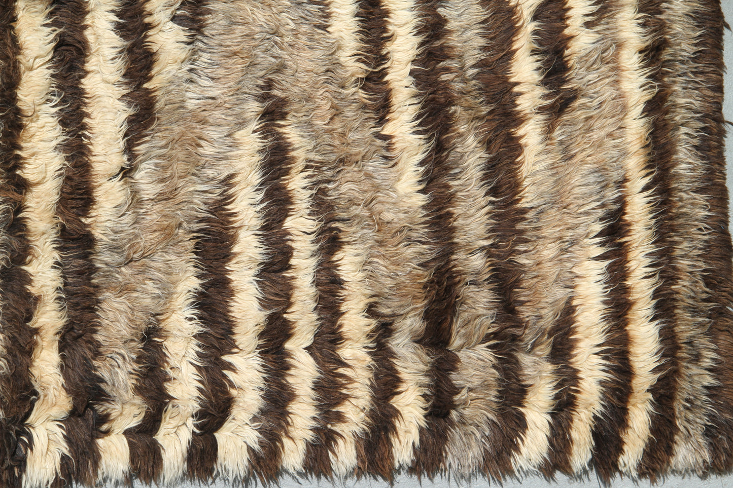 9.07 x 7.11 Earth Tone Tribal Moroccan Style Long Pile Shag Area Rug