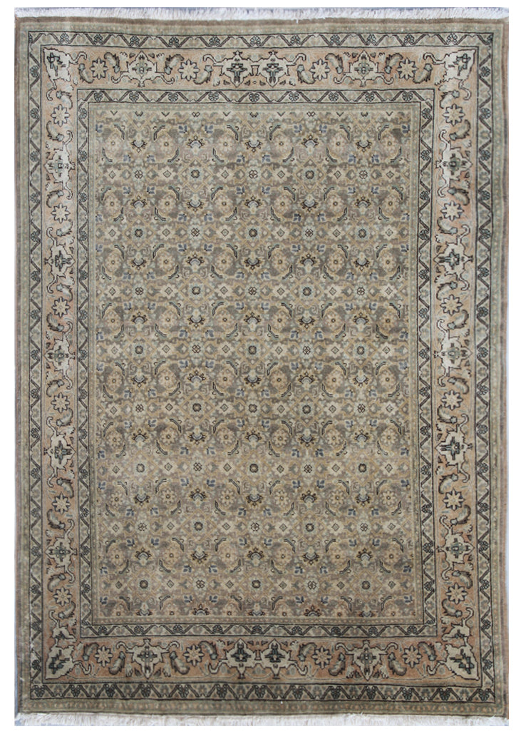 5'x6' Vintage Soft Color Persian Tabriz Mahi Design Area Rug