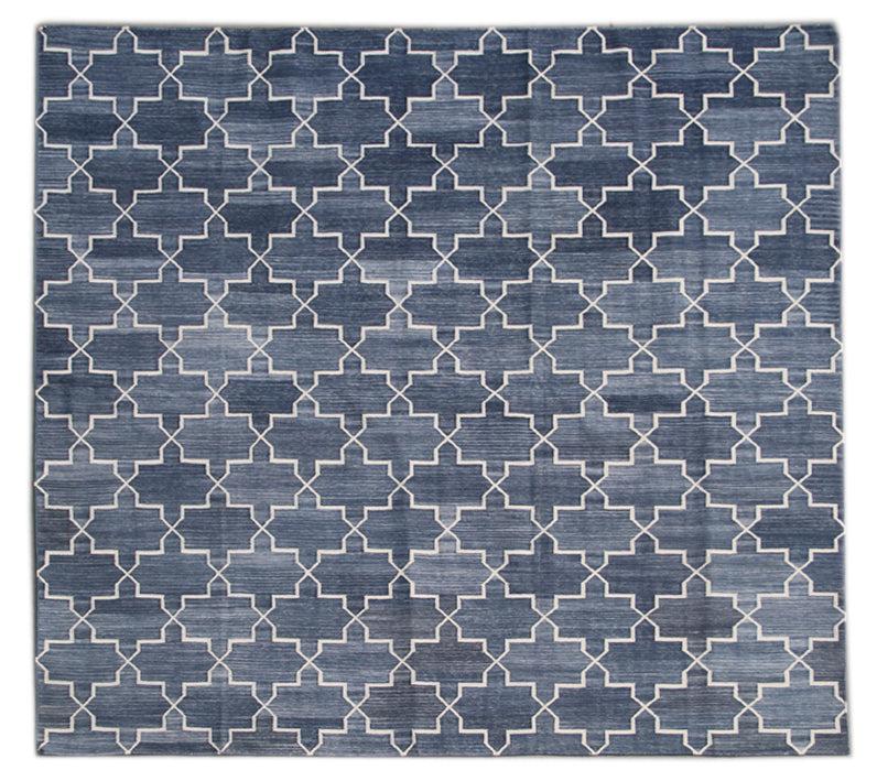 6.00 x 5.06 Blue Indian Coton Kilim