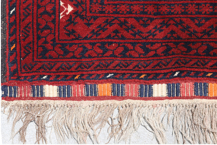 6'x9' Red Afghan Bashir Motive Handmade Rug