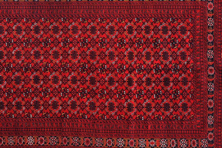 6'x9' Red Afghan Bashir Motive Handmade Rug