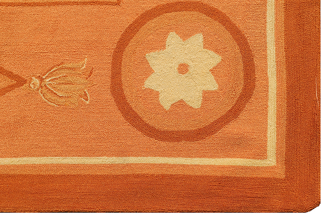 18'x23' Orange Gold European Style Vintage Hooked Tufted Rug