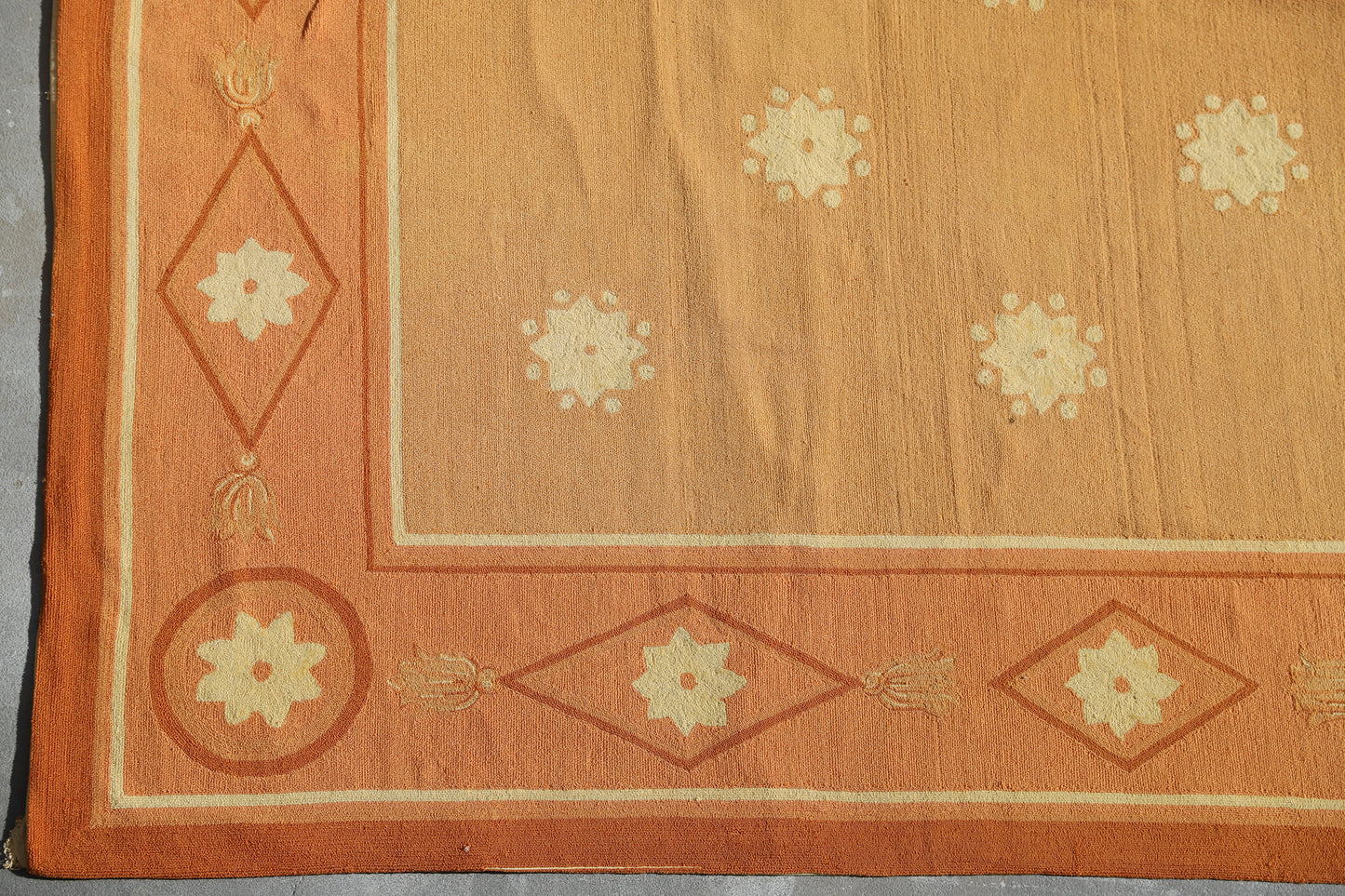 18'x23' Orange Gold European Style Vintage Hooked Tufted Rug