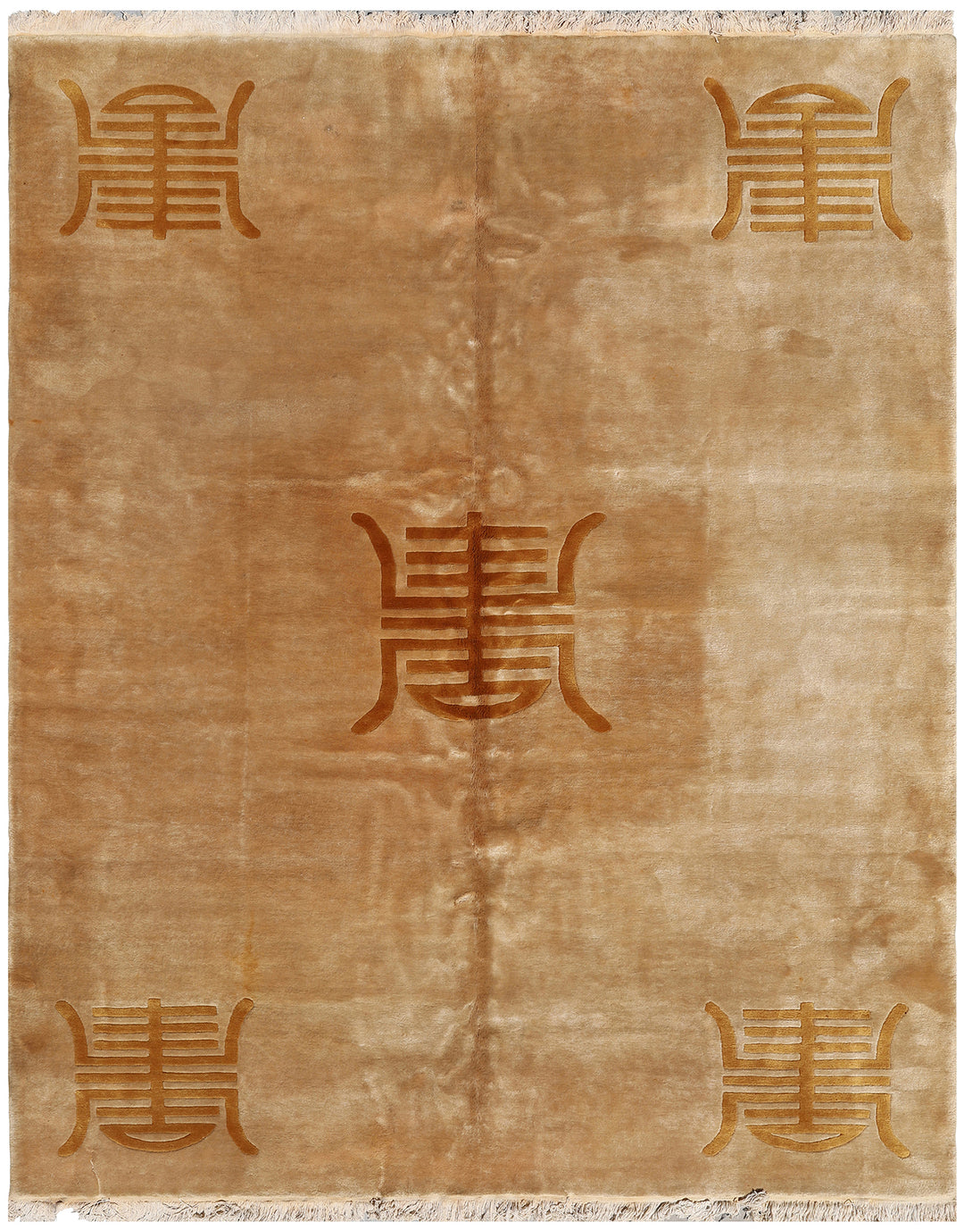 10'x14' Gold Vintage Chinese Art Deco Rug