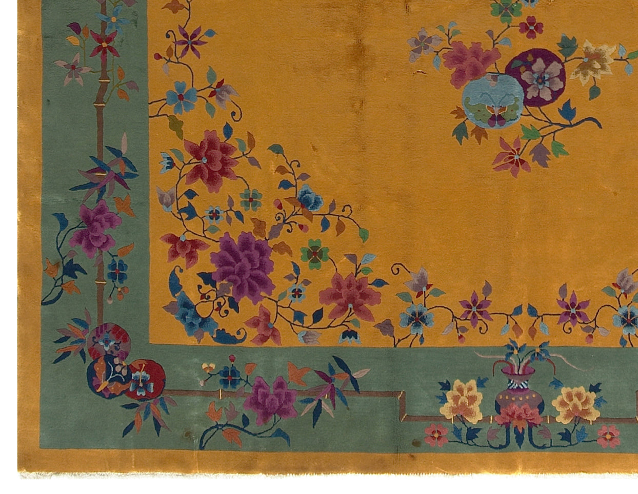 9'x12' Gold and Green Art Deco Rug