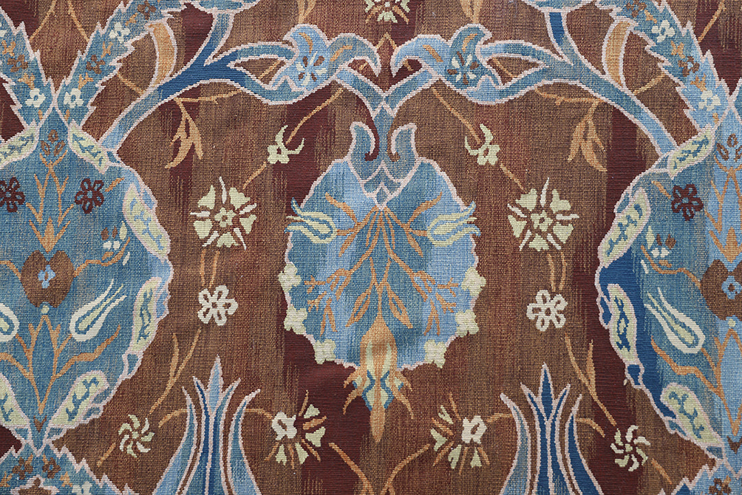 9'x11' Brown Blue Ottoman Design Ariana Kilim
