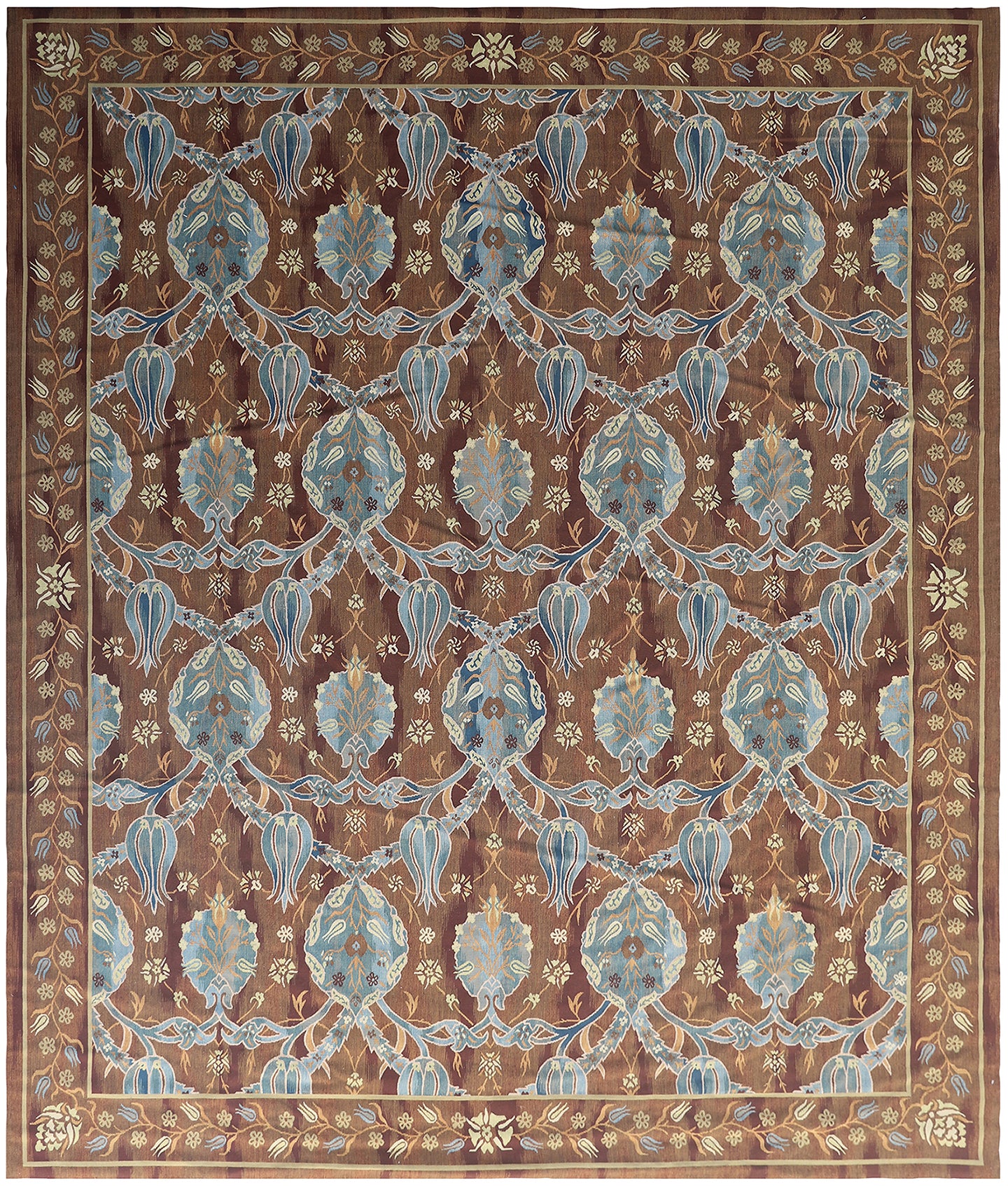 9'x11' Brown Blue Ottoman Design Ariana Kilim