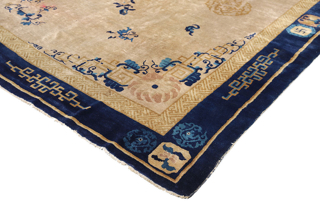 11x14 Cream Pictorial Peking Vintage Art Deco Rug ARI-5350