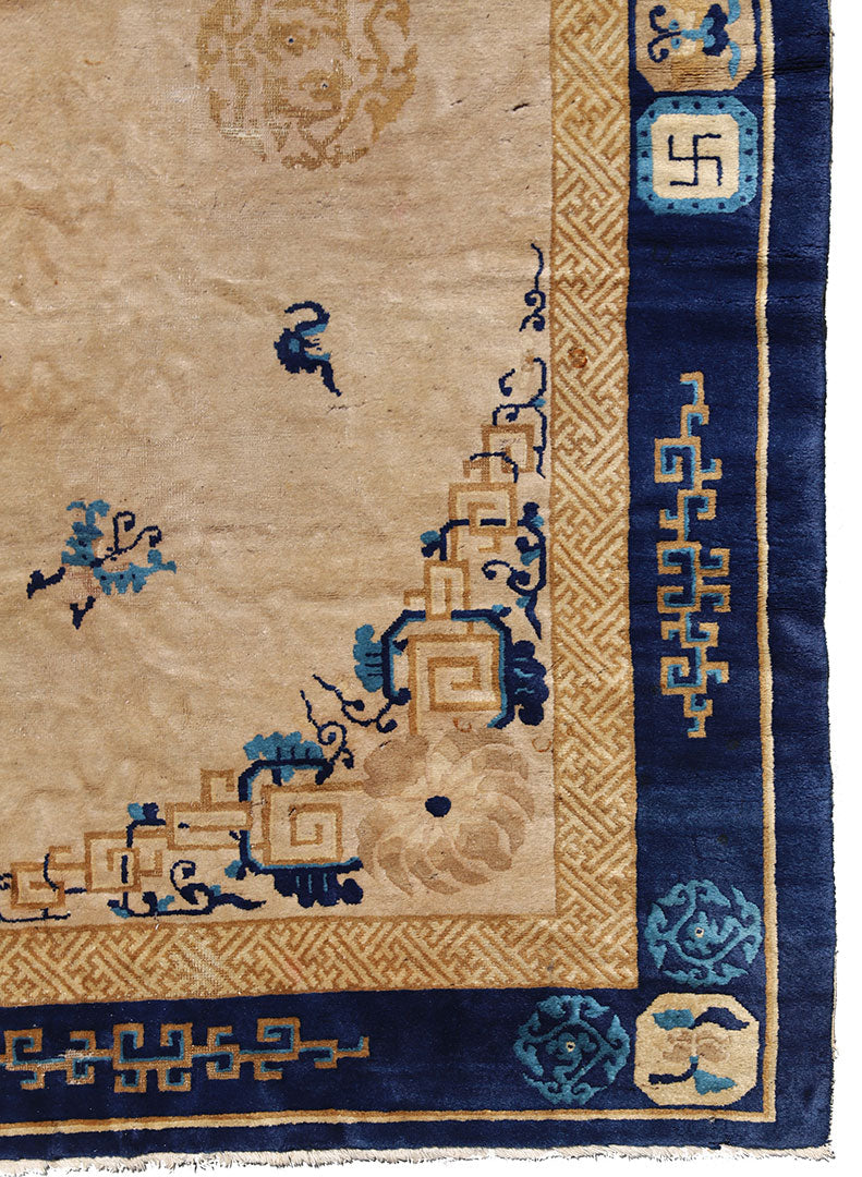 11x14 Cream Pictorial Peking Vintage Art Deco Rug ARI-5350
