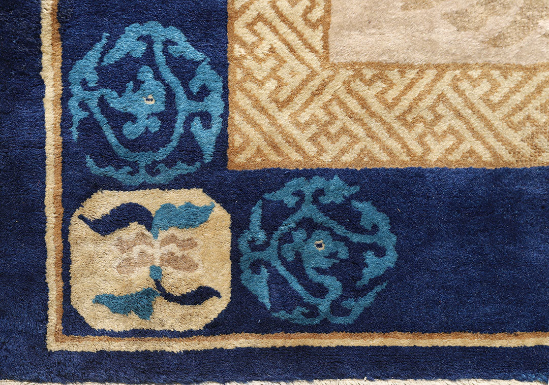 11x14 Cream Pictorial Peking Vintage Art Deco Rug ARI-5350