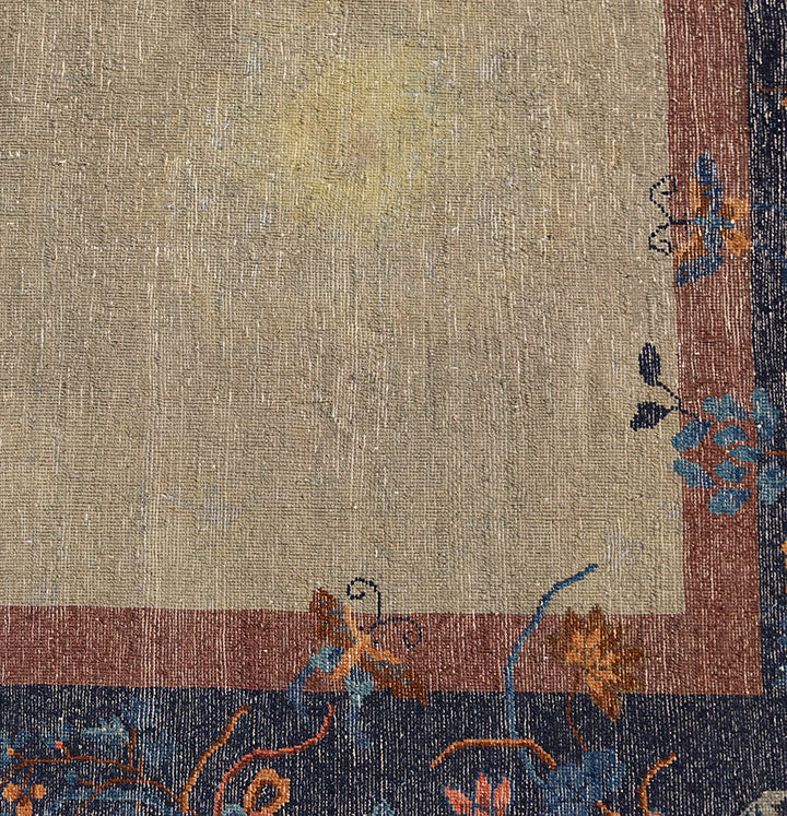9'x12' Beige Blue Art Deco Rug