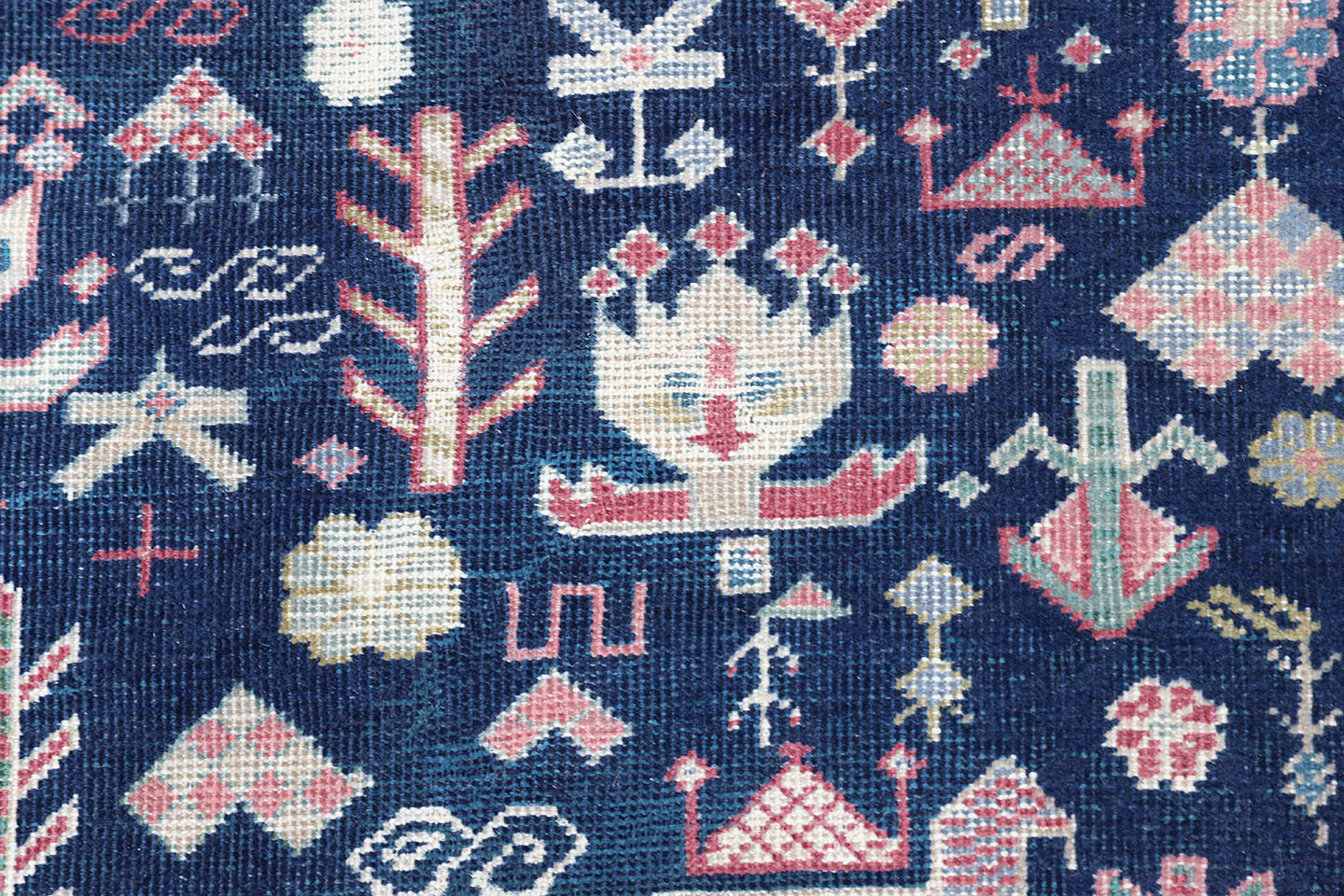 10'x15' Blue and Red Ivory Pink Vintage Turkish Sparta Rug