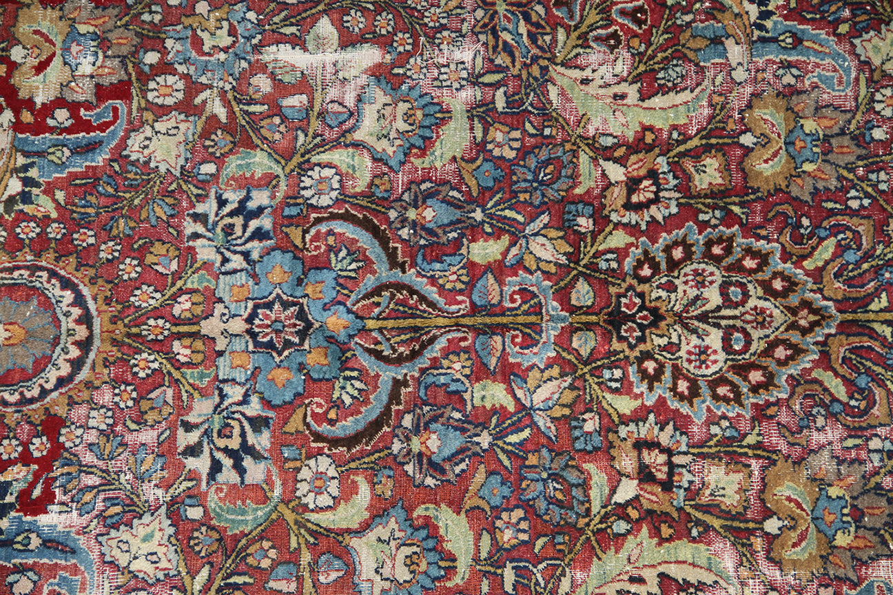 9'x12' Burgundy Antique Persian Mashhad Rug