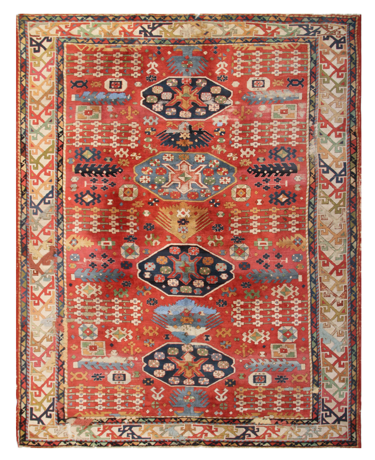 9'x12' Antique Caucasian Design German Tetex Tufted Rug