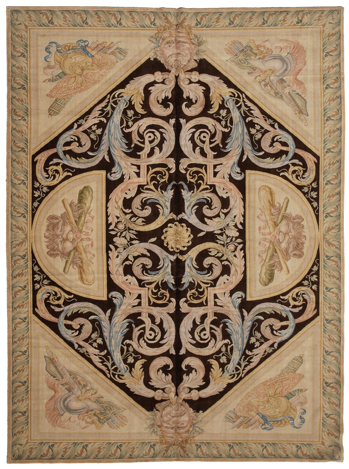 11'x16' Black and Gold Savonnerie Rug