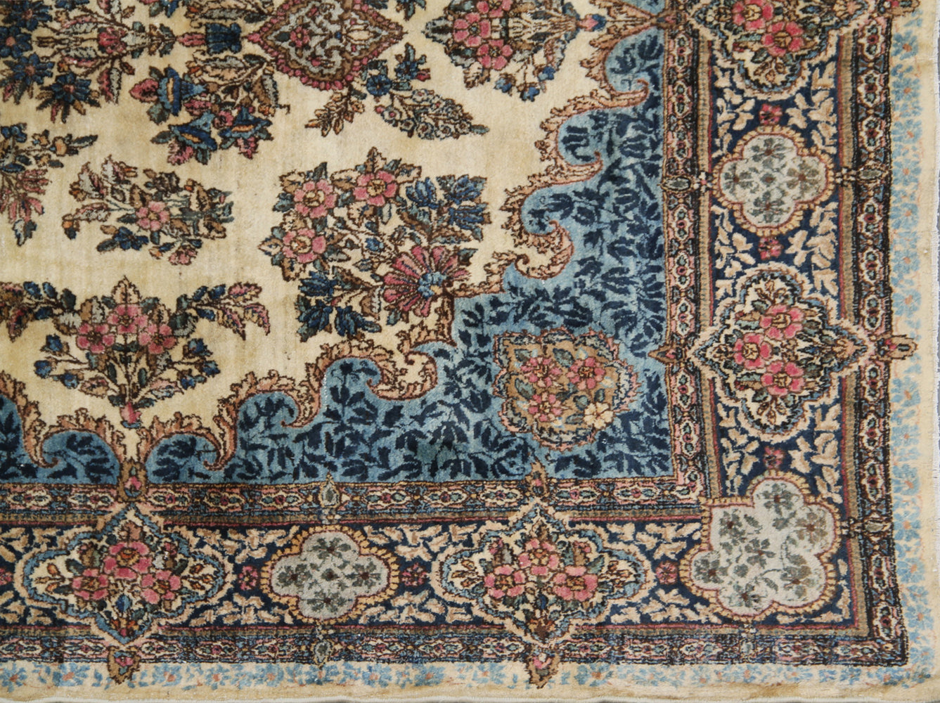 6x12 Vintage Ivory Persian Kirman Medallion Area Rug