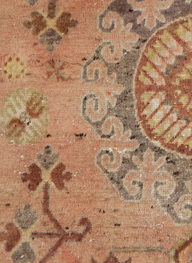 8.01 x 4.01 Soft Orange Grey Vintage Antique Samarkand Khotan Area Rug