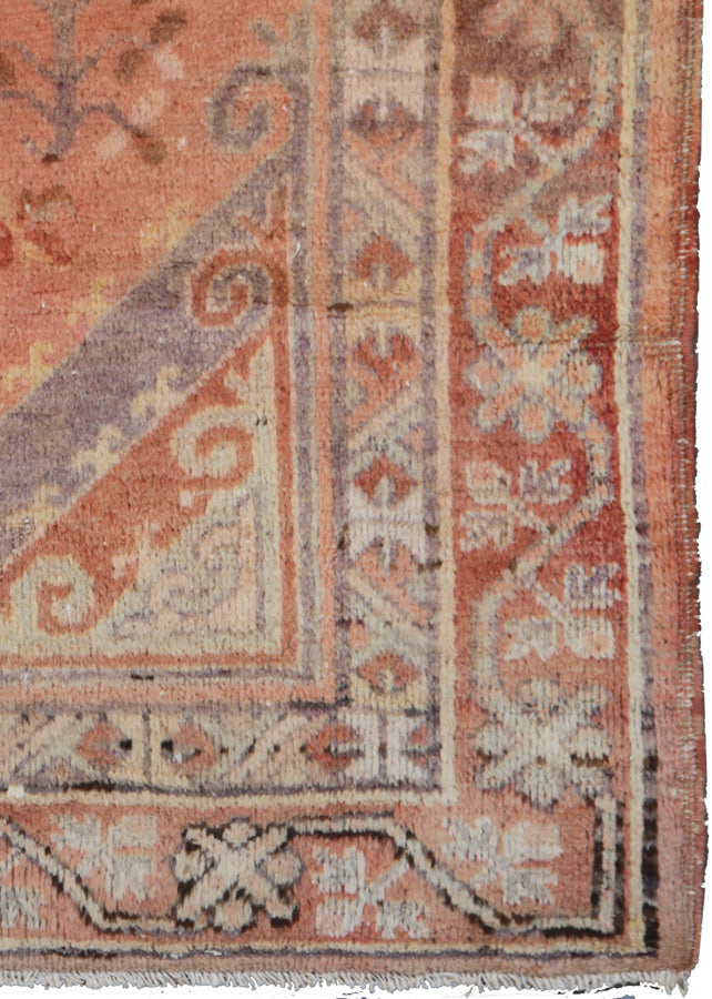 8.01 x 4.01 Soft Orange Grey Vintage Antique Samarkand Khotan Area Rug