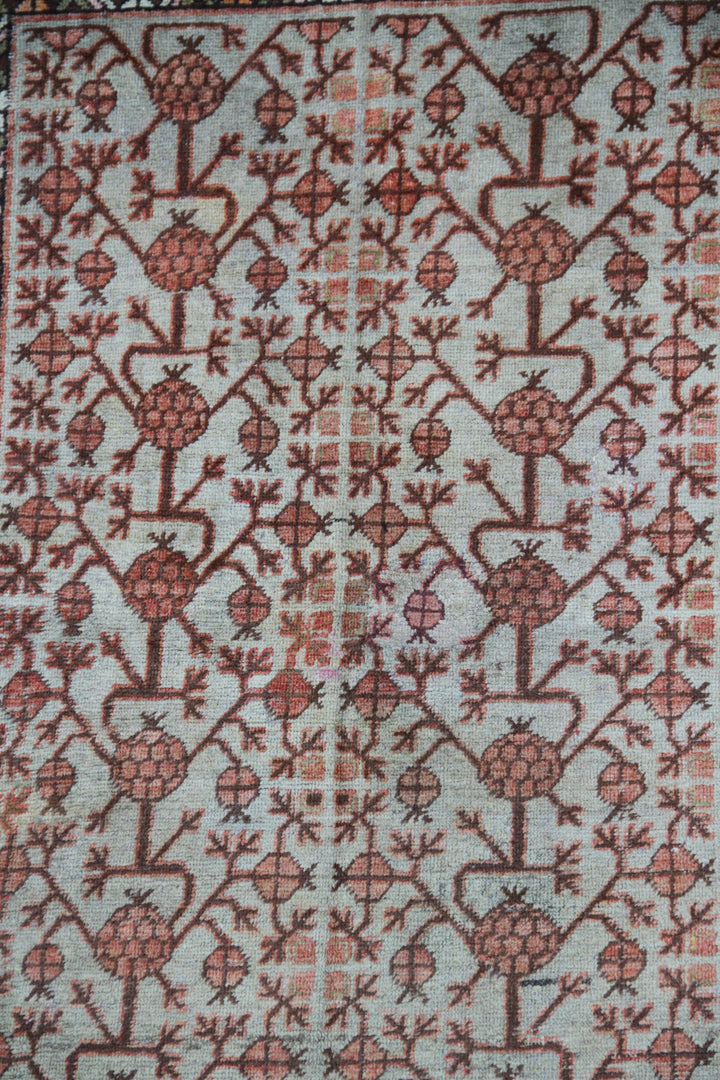 4'x7' Aqua Orange Chocolate Vintage Antique Samarkand Area Rug
