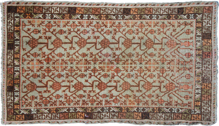 4'x7' Aqua Orange Chocolate Vintage Antique Samarkand Area Rug