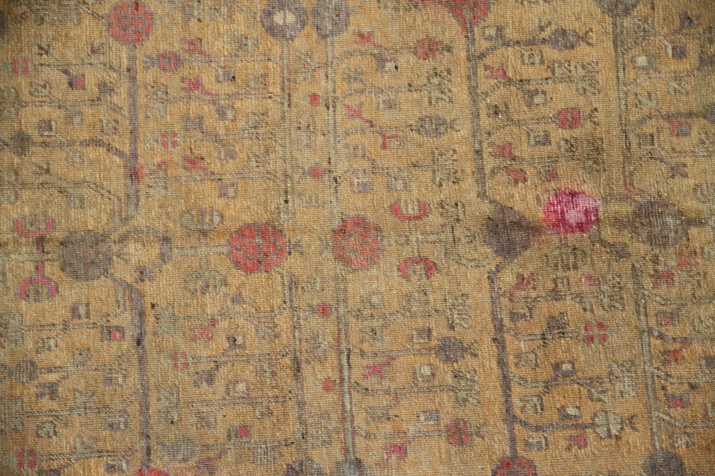 9.05 x 5.01 Vintage Yellow Pomegranate Design Hand-knotted Antique Samarkand Khotan Rug