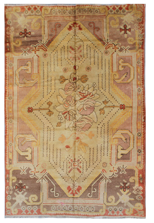 9.11 x 5.08 Vintage Samarkand Khotan Floral Area Rug