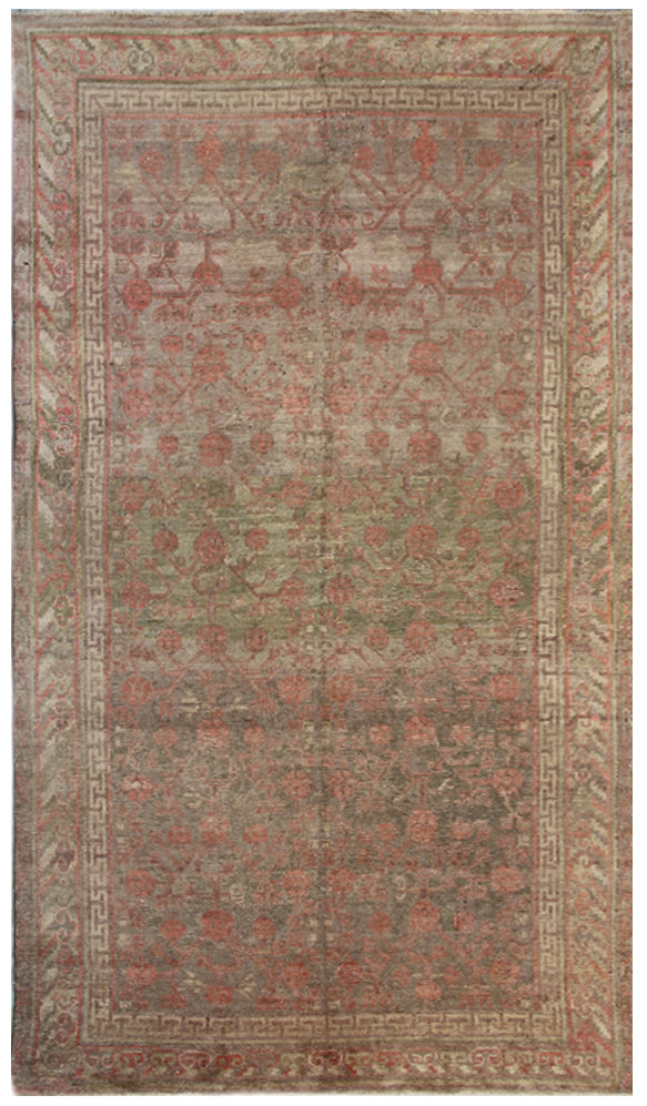 9.07 x 5.00 Antique Hand-Knotted Samarkand Pomegranate Design Rug Area Rug