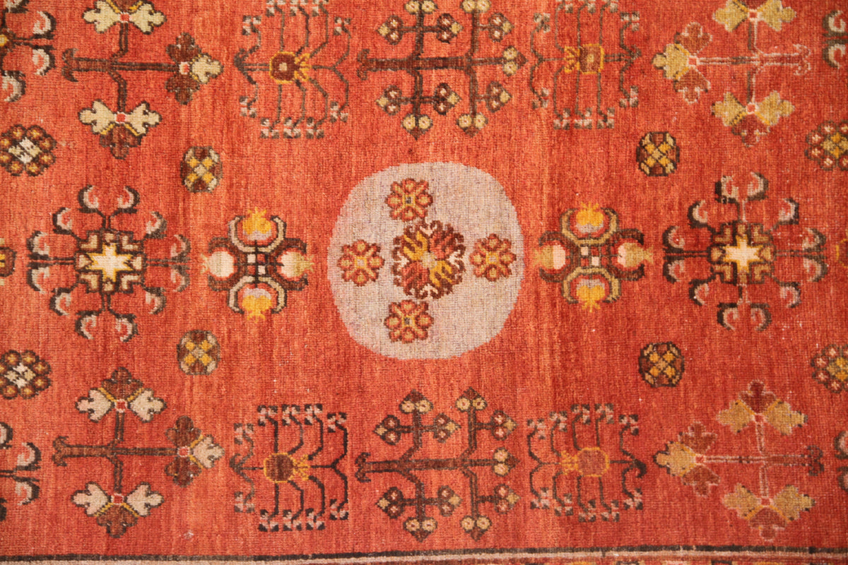 8' x 5' Orange Medallion Vintage Antique Samarkand Kotan Area Rug