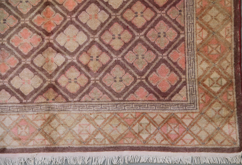 6.05 x 4.08 Soft Purple Geometric Vintage Antique Samarkand Area Rug
