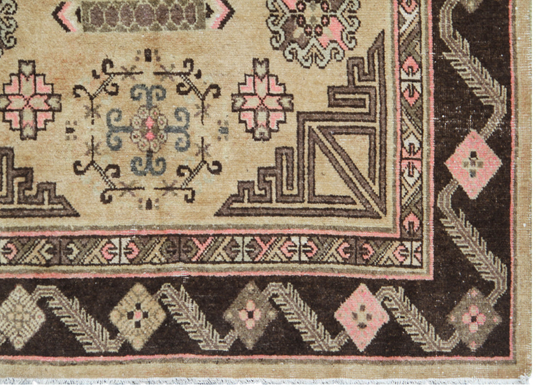 9.06 x 4.10 Vintage Hand-Knotted Antique Samarkand Khotan with Medallion Area Rug