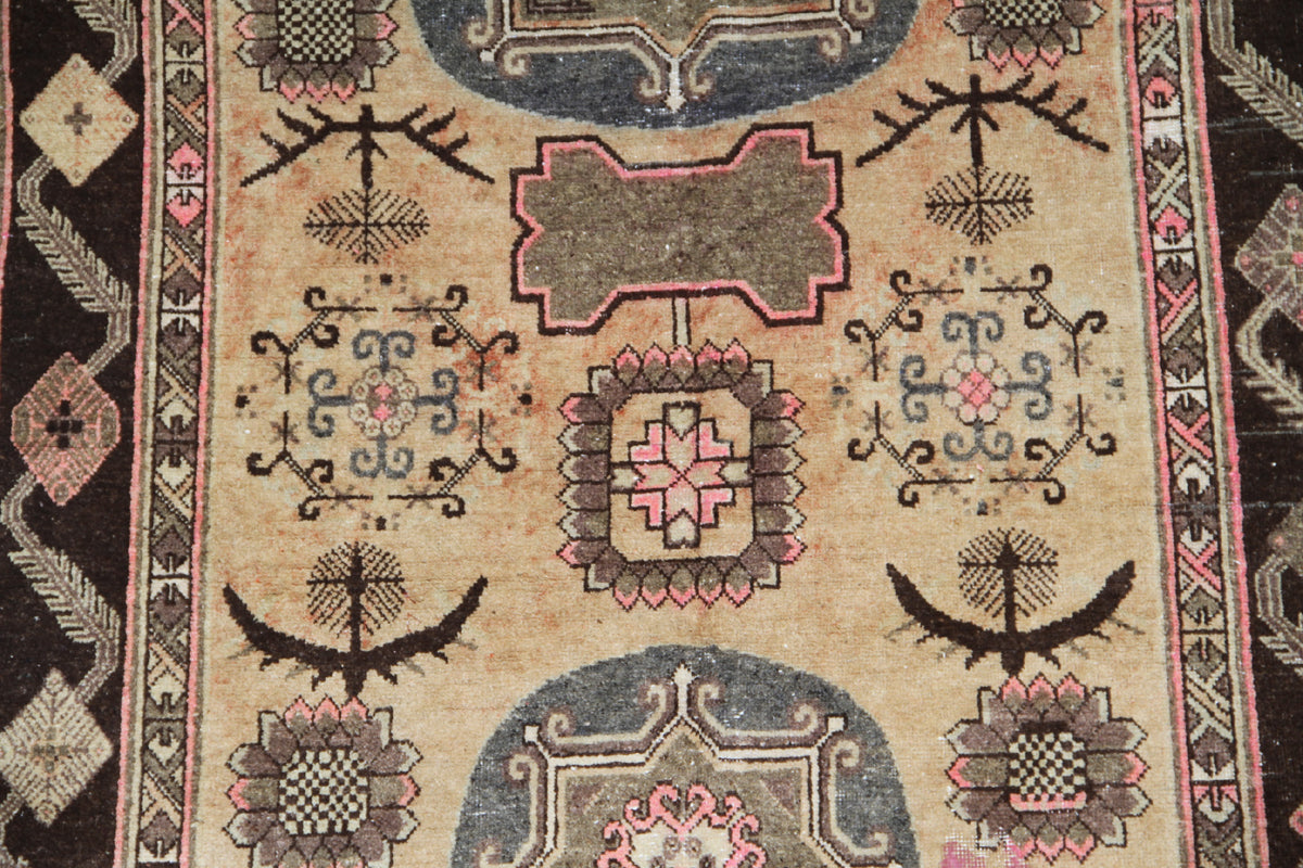 9.06 x 4.10 Vintage Hand-Knotted Antique Samarkand Khotan with Medallion Area Rug
