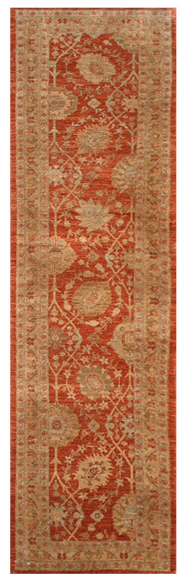 3x11 Rust Terra Cotta Ivory Gold Tabriz design Ariana Traditional Runner Rug