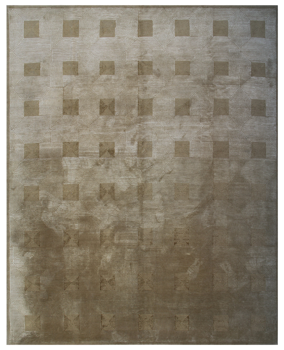 8'x10' Hand Knotted Silk And Wool Tibetan Weave Ariana Modern