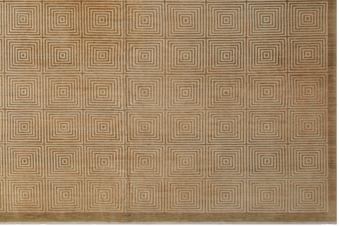 9'x12' Hand-knotted Rug | Wool | Gold | Geometric Ariana Modern Rug