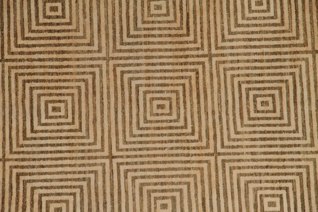 9'x12' Hand-knotted Rug | Wool | Gold | Geometric Ariana Modern Rug