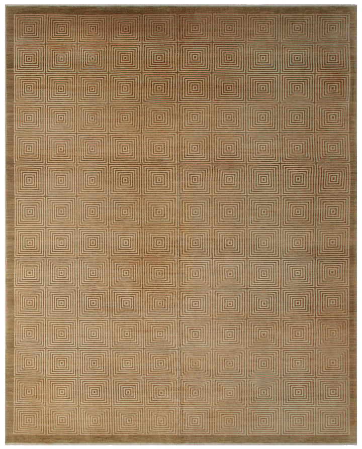 9'x12' Hand-knotted Rug | Wool | Gold | Geometric Ariana Modern Rug