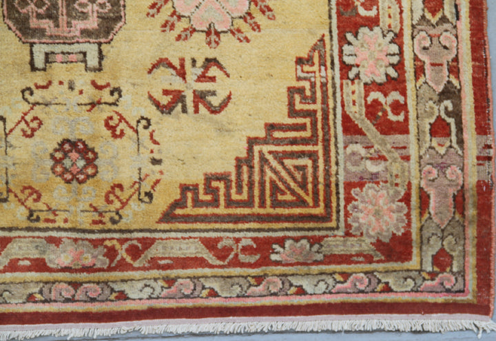 5'x9' Vintage Samarkand Rug – Hand-Knotted, Earthtone Wool Rug