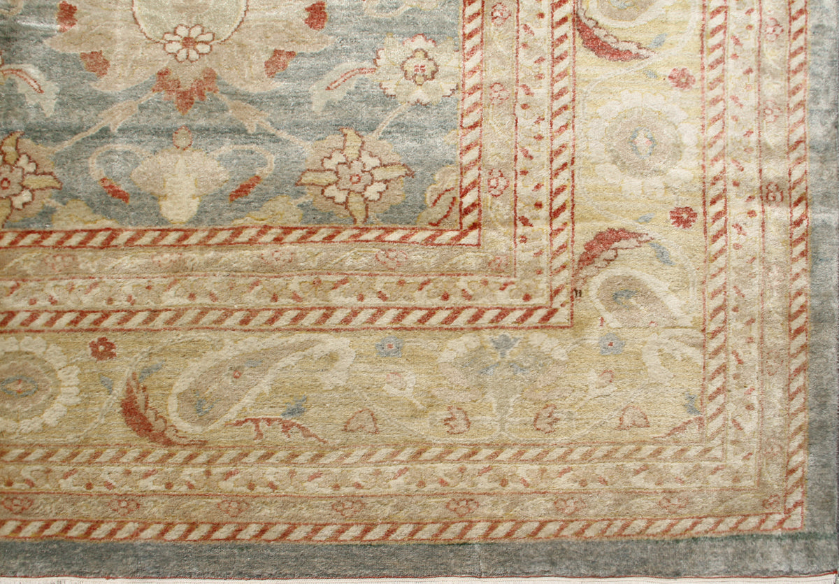 13x18 Aqua Gold Red Persian Sultanabad Design Egyptian Rug