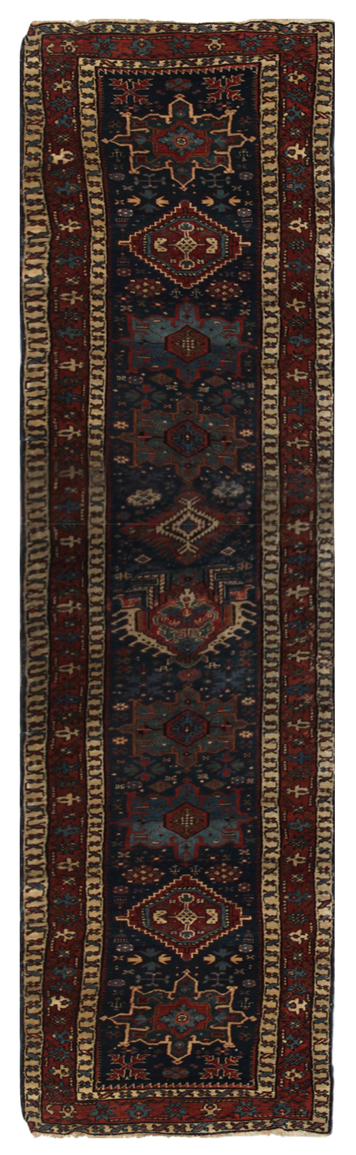 3'x16' Navy Antique North-West Persian Heriz Runner Rug