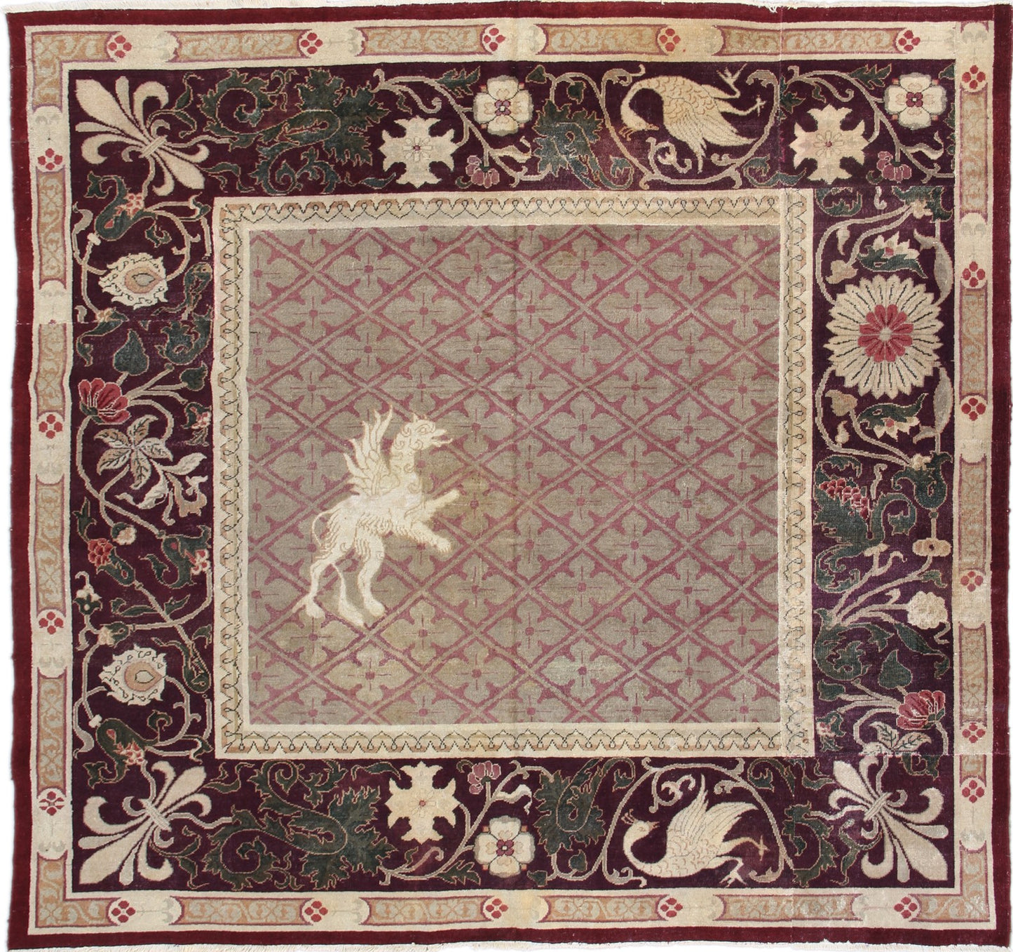 7.04 x 7.00 Square Antique Semi-Antique Indian