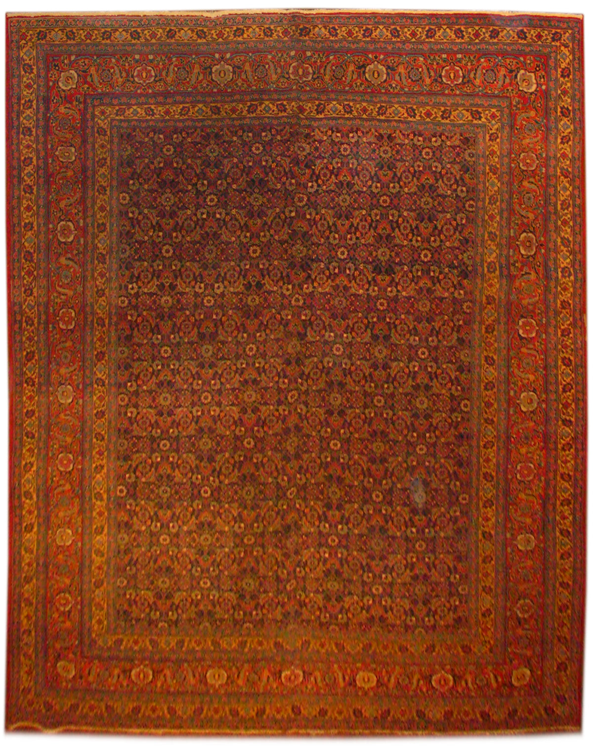 8'x11' Navy Blue Rus Red Ivory Antique Persian Mahal Rug